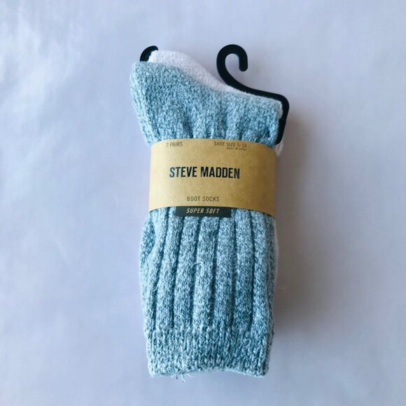 Steve Madden Women Boot Socks Super Soft Gray /Pink 2 Pairs 5-10" - Picture 1 of 4